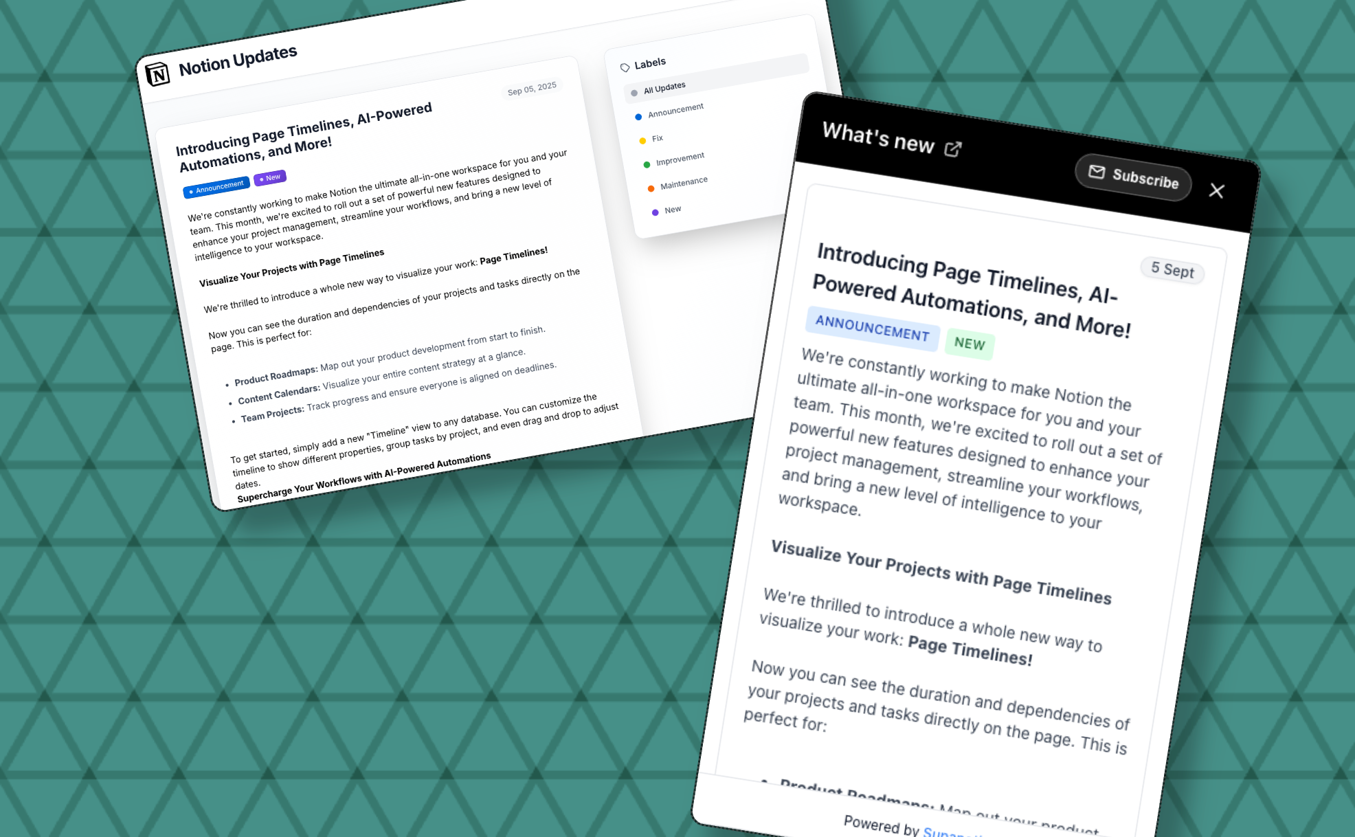 Notion productivity app updates example