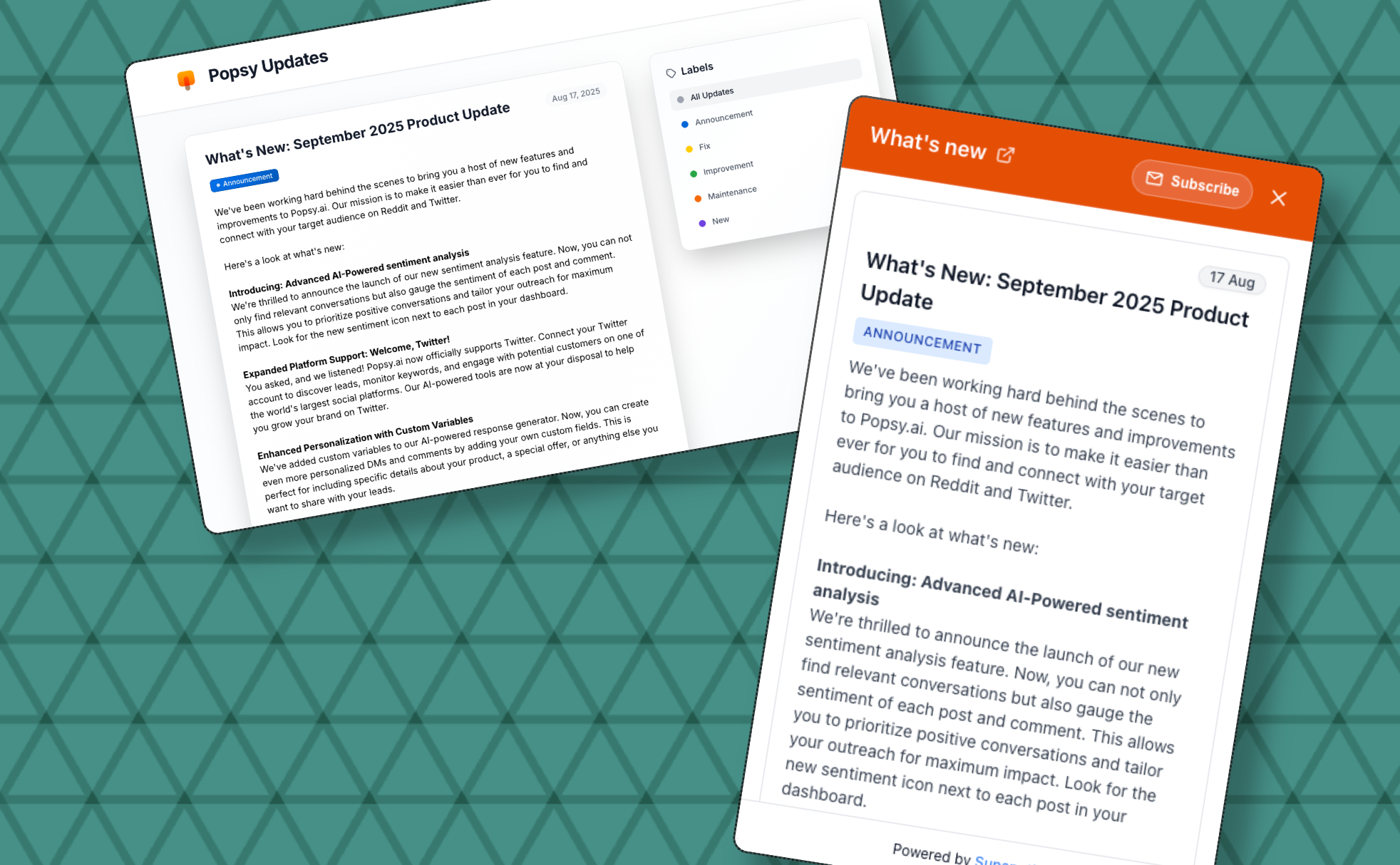 Popsy website builder updates example